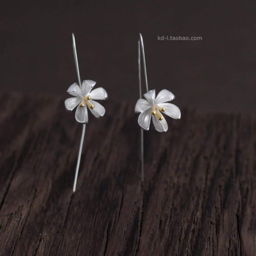 Beautiful Lotus Flower Long Dangle Earrings - Picture 10 of 15